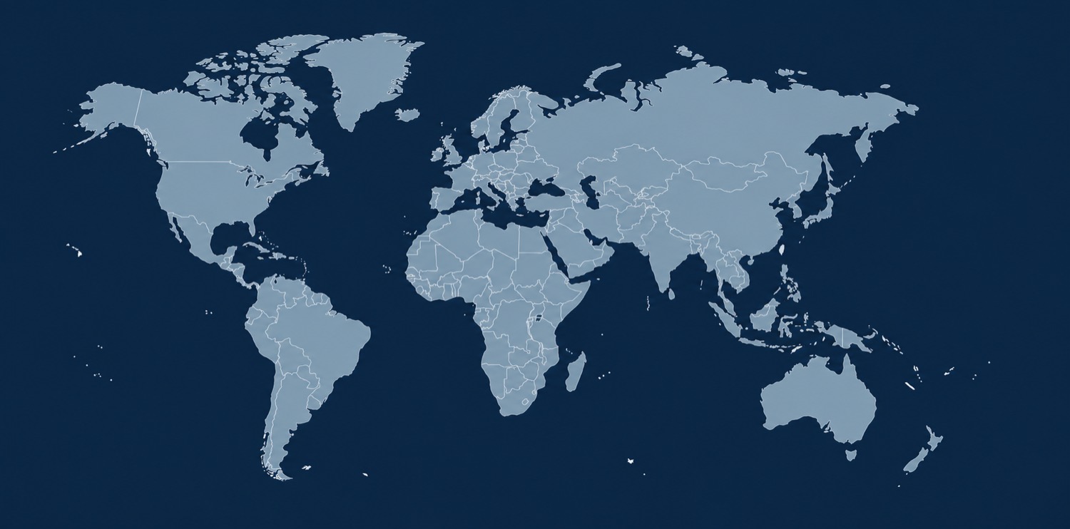 World map showing customer markets